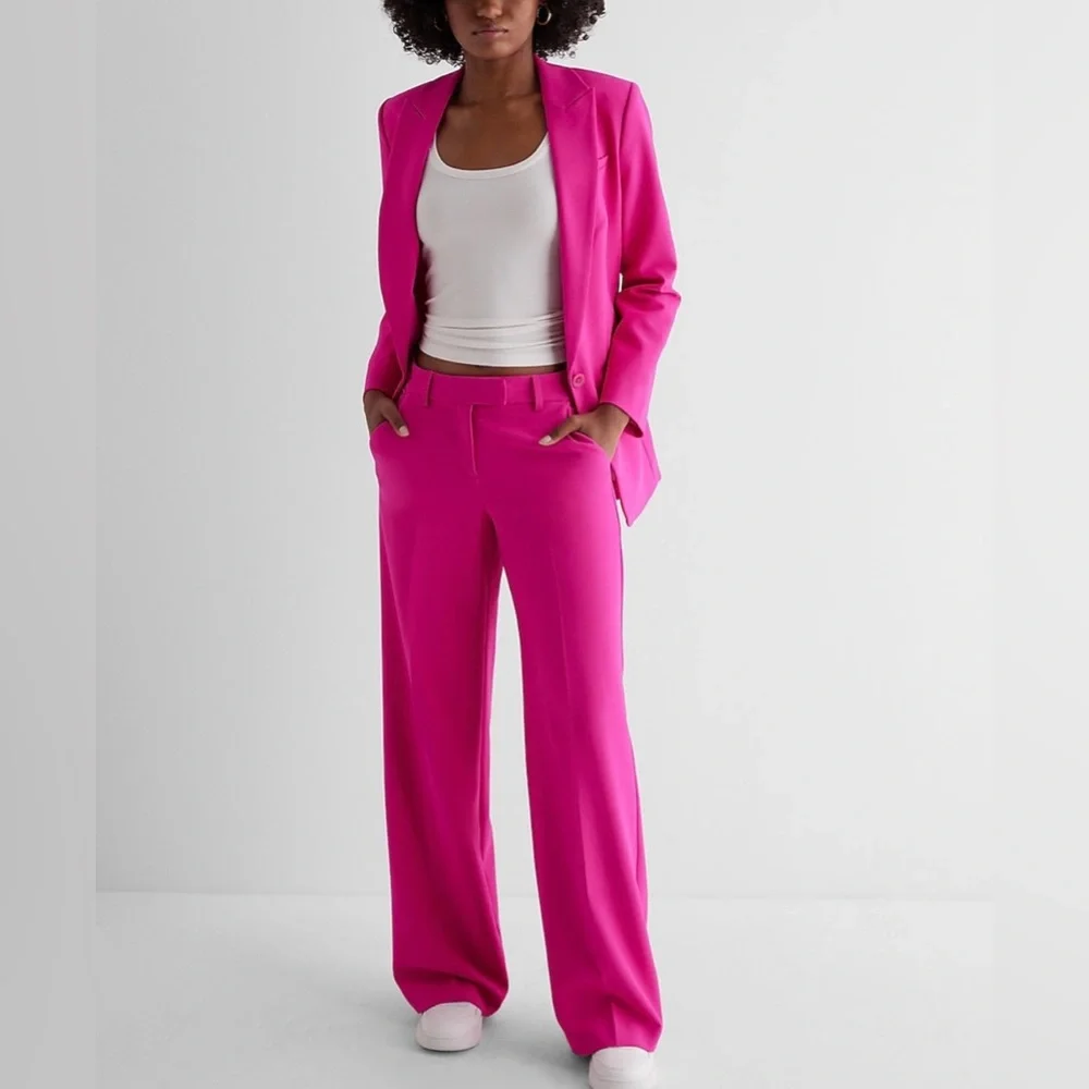Express Pink Mid Rise Editor Trousers - Picture 6 of 8
